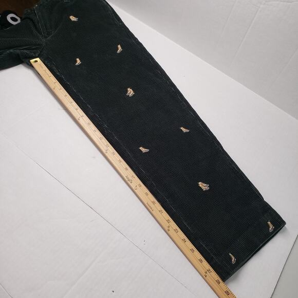 LL Bean Duck Boot Corduroy Pants Mens 34 Green Classic Fit Embroidered Winter - Picture 7 of 16
